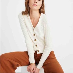 Madewell S ribbed button down cardigan in ivory